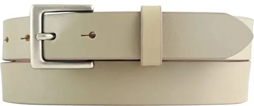 BELTINGER Damen-Gürtel aus Vollrindleder 3 cm | Leder-Gürtel für Damen 30mm | Chino-Gürtel mit Gürtelschließe in Altsilber | Beige 80cm