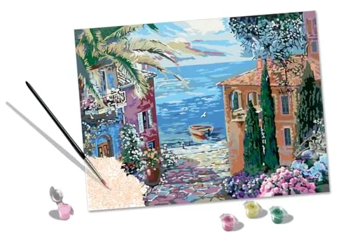 Ravensburger CreArt 20218 - Mediterrane Landschaft: Malen nach Zahlen für Erwachsene - Schreibutensilien: Kreatives Malset für Erwachsene mit nummerierten Feldern, ideal für Entspannung und kreative Wanddeko. Perfekt als Geschenk für jeden Anlass!