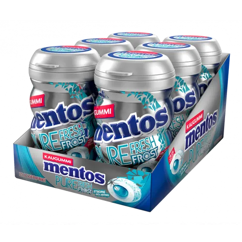 Multipack: 6x MENTOS Gum Pure Fresh Euca Menthol Curvy Dose je 70g