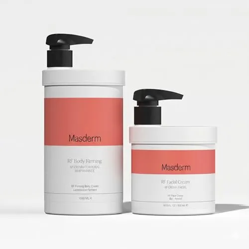 MASDERM | 2 Pack | Feuchtigkeitsspendende Gesichts und Körper Radiofrequenz Gel Creme | Anti Falten Kavitationsleiter | Hyaluronsäure | Kollagen | Professional | 500ml und 1 L