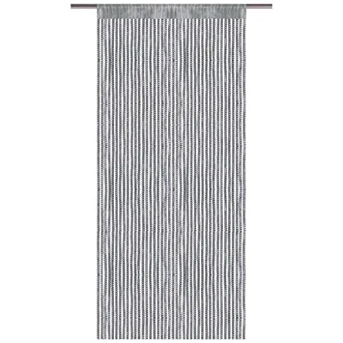 Bestlivings Fadenvorhang mit Stangendurchzug, Gardine in Lurex-Optik, Dekoartikel in vielen Farben und Größen (anthrazit - dunkelgrau / 90x200 cm)