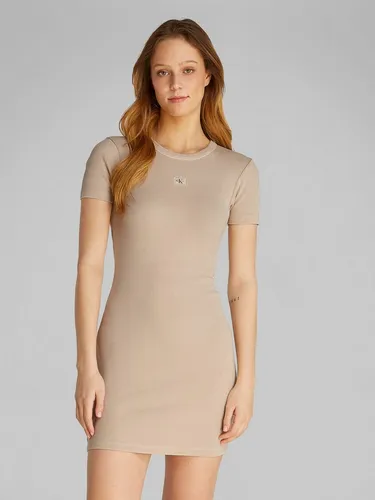 Calvin Klein Damen Bodycon Kleid Kurz in beige von Calvin Klein