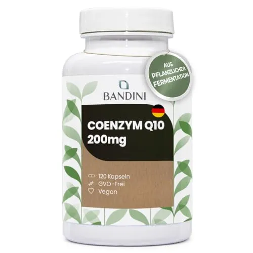 Bandini® Coenzym Q10-120 hochdosierte Kapseln mit 200 mg pro Kapsel - Hochwertiges (veganes) Ubichinol aus Fermentation - Keine unerwünschten Zusatzstoffe, keine GMOs - 1 Kapsel/Tag für 4 Monate