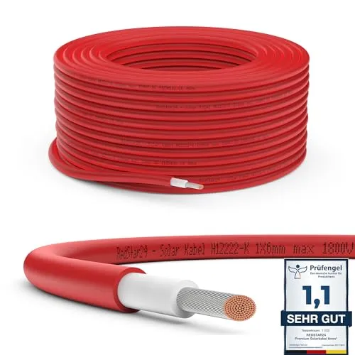RedStar24 Premium Solarkabel 6mm² Rot von RedStar24