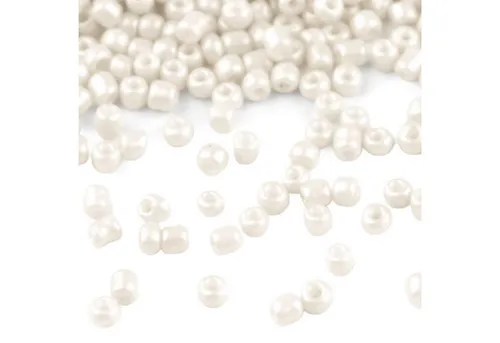 maDDma Bastelperlen 50g Rocailles Glasperlen 2mm Rocaillesperlen Perlen Schmuck, (50g-Abpackung 1-tlg), creme