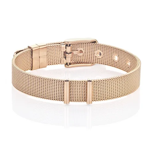 Kistanio Damen Mesh Charmband Champagnerfarben mit Dornschließe