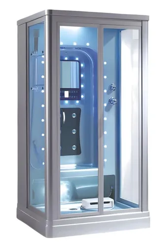 Duschkabine Hydromassage-Dusche 135x95 cm – Multifunktionsdusche - Moderne Duschkabine mit integrierten Massagedüsen und LED-Lichtern. Perfekt für Ihr Badezimmer, bietet sie Komfort und Stil. Maße: 139 x 95 x 220 cm, aus hochwertigem Aluminium und Glas.