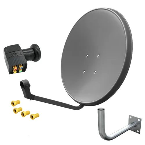 cm HD Sat Anlage Quad LNB Digital mit Wandhalter und 4 F-Steckern - Hochwertige SAT-Antenne mit 4 Teilnehmeranschlüssen, extrem wetterfest und ideal für UHD 4K Fernseher. Genießen Sie sicheres Fernsehen auch bei schlechtem Wetter!