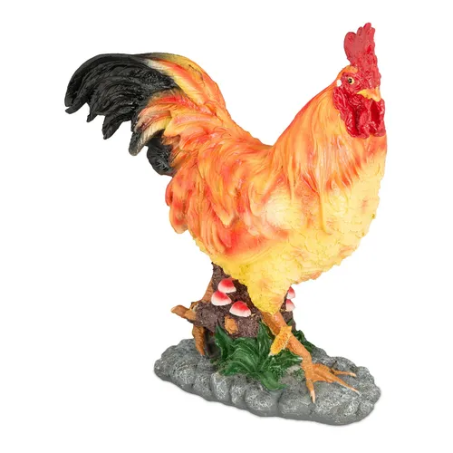 Gartenfigur Hahn - Dekofigur für Ostern - Wetterfeste Gartenstatue in lebensechter Größe (34 cm) aus Polyresin, ideal für die Osterdekoration im Innen- und Außenbereich.