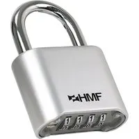HMF 3507-09 Zahlenschloss Vorhängeschloss Schloss mit 4-Stelligem Zahlencode aus Zinklegierung 53 x 24 x 78 mm Silber