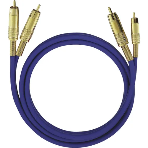 Oehlbach Cinch Audio Anschlusskabel 2x Cinch-Stecker - 2.00m, vergoldete Stecker für perfekte Signalübertragung in HiFi und Home Cinema