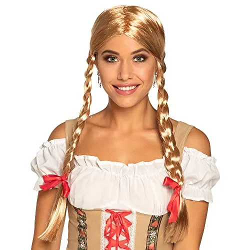 Boland 86117 - Perücke Heidi mit geflochtenen Zöpfen, blondes Kunst-Haar für Volksfest und Mottoparty, ideal für Karneval