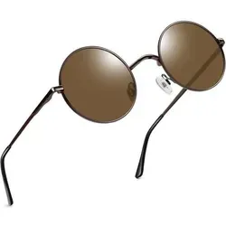 Joopin Runde Sonnenbrille A19-kupfer Braun mit UV400-Schutz - Modische runde Sonnenbrille in A19-kupfer Braun mit polarisierenden TAC-Gläsern und UV400-Schutz. Ideal für Outdoor-Aktivitäten, ausgestattet mit Brillenbox und Reinigungstuch für sofortigen Einsatz.
