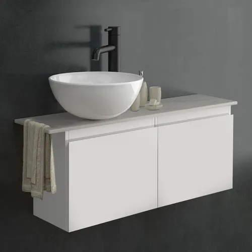 Alpenberger Waschbecken mit Unterschrank & Keramikplatte – Elegantes Badmöbel Set - Praktisches Badmöbel Set mit Unterschrank und pflegeleichter Keramikplatte in Marmor-Optik. Ideal für Badezimmer und Gäste-WC, platzsparend und vormontiert für einfache Installation.
