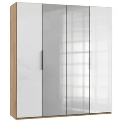 Drehtürenschrank Level 36D mit Spiegel ca. 200 cm Weiß/Eiche