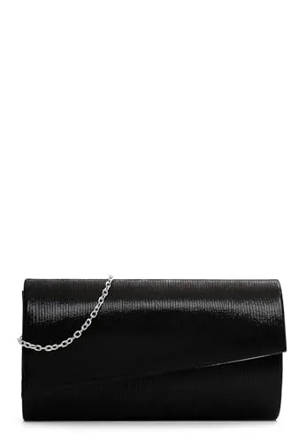 Tamaris Abendtasche Amalia Clutch Black - Metallic schwarz - ELEGANTE ABENDTASCHE — Die Tamaris Amalia Clutch vereint stilvolles Design und hochwertige Verarbeitung, ideal für jeden besonderen Anlass. PRAKTISCHER STAURAUM — Mit einem geräumigen Hauptfach und einem integrierten Einschubfach für optimale Ordnung.