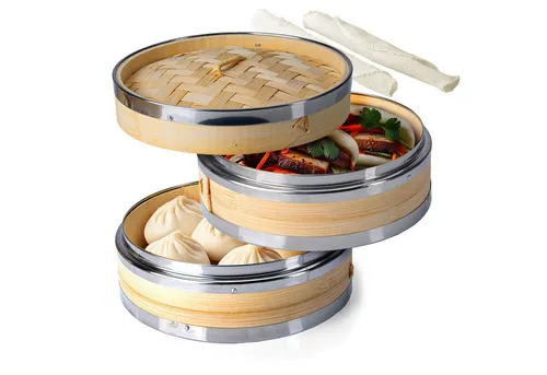 Dimono Dampfgaraufsatz Bambus-Dämpfer mit Deckel, 2-Etagen von Dimono