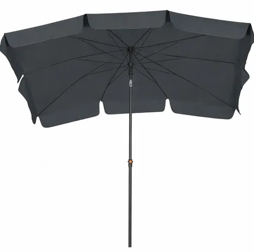 BURI Tropico Sonnenschirm 210x140 cm Anthrazit/Grau – Knickbarer Mittelstockschirm mit UV-Schutz - Der BURI Tropico Sonnenschirm 210x140 cm in Anthrazit/Grau bietet großzügigen Schatten für Balkon und Garten. Mit seinem knickbaren, höhenverstellbaren Design und einem robusten Stahlgestell ist er ideal für den Outdoor-Einsatz.