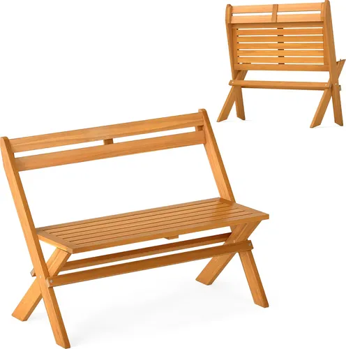 COSTWAY 2-Sitzer Gartenbank aus Akazienholz, klappbar und wetterfest - Entspannen Sie zu zweit auf dieser klappbaren Gartenbank aus hochwertigem Akazienholz. Mit stabiler Konstruktion und bis zu 360 kg Tragfähigkeit bietet sie Komfort und Funktionalität für Balkon, Terrasse oder Garten.