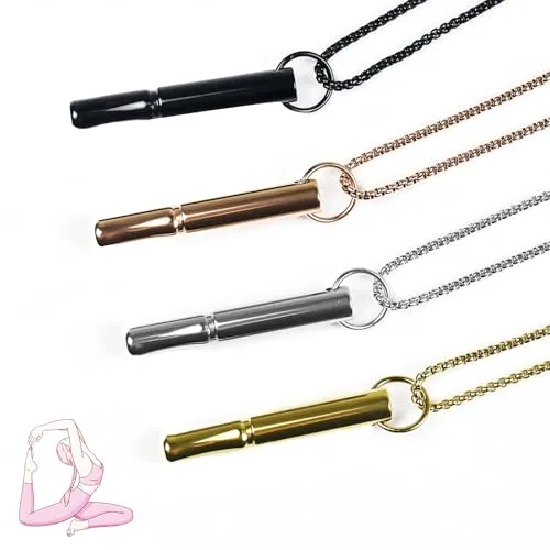 PIWOSGOL Rauchentwöhnung Hilfsmitte, 4 Stück Rauchfrei Halskette Kette, Raucherentwöhnung Kette mit Pfeif, Atemmeditationspfeife mit Integriertem Filter, Angst Atemhalskette mit Widerstand