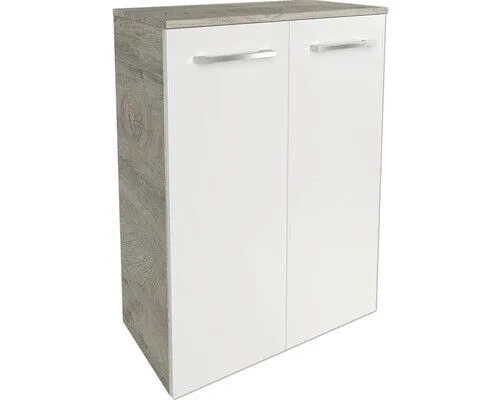 Doppel-Midischrank FACKELMANN B.Style 60,2x82,5x32 cm - Badezimmerschrank in elegantem Natur Oak/weiß, bietet viel Stauraum und verleiht Ihrem Bad ein modernes Flair.