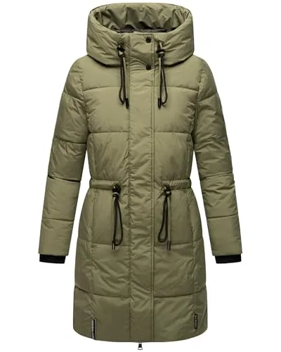 Navahoo Damen Wintermantel Zuckertatze XIV - Olive Leaf Gr. L - Funktionsjacke mit warmem, wasser- und windabweisendem Obermaterial, tailliertem Schnitt und stylischen Kordel-Details. Ideal für kalte Tage und ein Must-Have für den Winter!