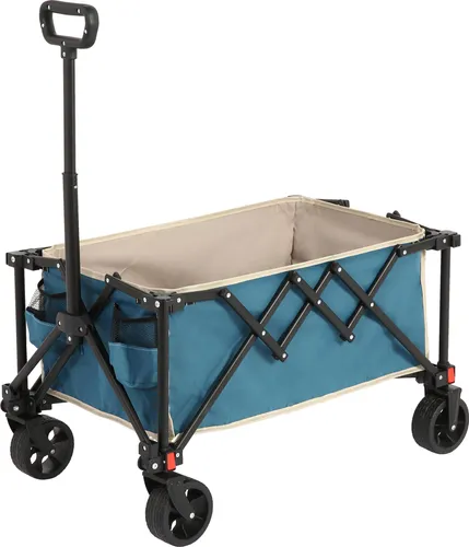 MODFU Bollerwagen Strandwagen mit All-Terrain-Rädern,Faltbarer Wagen mit Verstellbarem Griff,für Camping,Einkaufen,Sport,Angeln,Blau