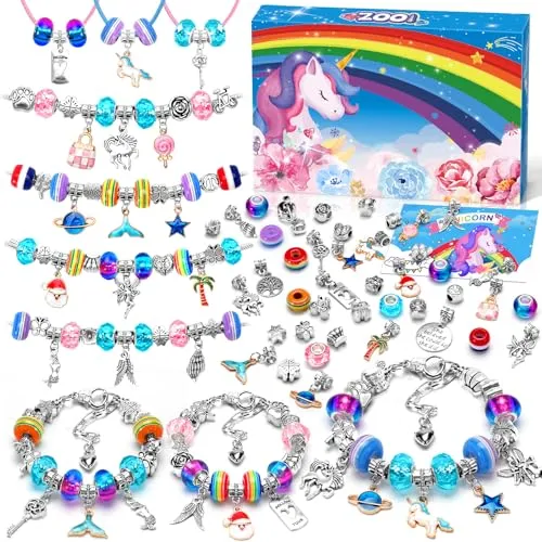 Geschenk Mädchen 5 6 7 8 9 Jahre, Kleinigkeiten für Adventskalender Füllung Nikolaus Geschenk Weihnachtsgeschenke für Kinder Geschenke für Mädchen, Bastelset Kinder ab 6 Jahre Armbänder Selber Machen