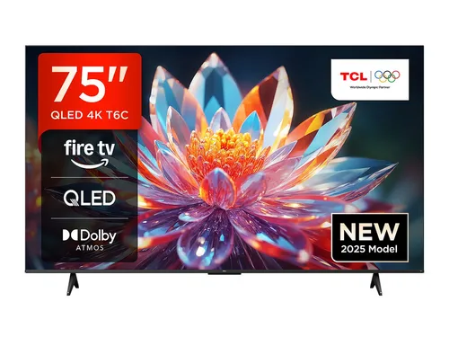 [Summer Deals 539 €, CODE: T60] TCL 75T6C 75 Zoll QLED TV, 4K UHD Fire TV, HDR10+, Dolby Vision & Atmos, Smart TV mit Sprachsteuerung mit Alexa, Google Cast & AirPlay 2