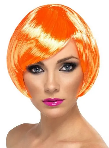 Metamorph Kostüm-Perücke Bubikopf Perücke orange, Short Bob im Hochglanz-Look