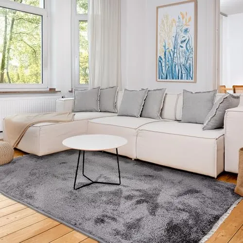 ASTRA Teppich Stevie 250 – Rechteckig, Weicher Kurzflor für Wohn- und Schlafzimmer - Teppich in Grau (160 x 230 cm) aus 100% Polypropylen, maschinell gewebt, Fußbodenheizungsgeeignet und pflegeleicht – ideal für jeden Raum.