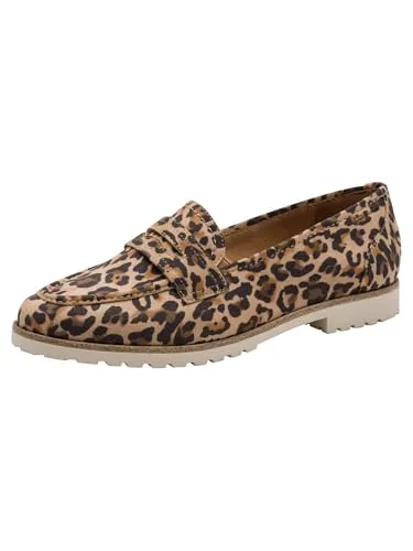 Tamaris Slipper im Animal-Look mit Blockabsatz – Businessschuh in Braun 41 EU - Modischer Schlupfschuh im angesagten Animal-Print. Bequemer Blockabsatz (2,5 cm) und gepolsterte Innensohle für hohen Tragekomfort im Büro.