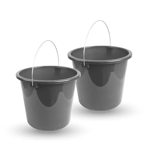 Eimer (2 Stück) Haushaltseimer, 5 Liter, in vers. Farben, Putzeimer aus Stabilem Kunststoff, lebensmittelecht, BPA-frei, Made in EU (Anthrazit)