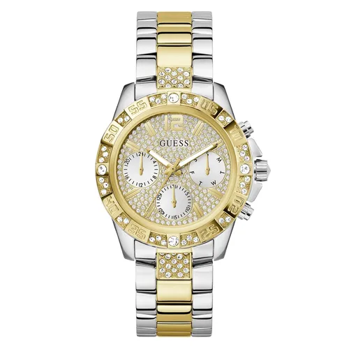 GUESS Watch GW0771L3 - Modische Damenarmbanduhr - Armbanduhren für Damen mit elegantem Mehrfarbig Edelstahl Band, Kalenderfunktion und 5 bar wasserdicht. Perfekt für jeden Anlass und stilvoll verpackt in einer Geschenkbox.