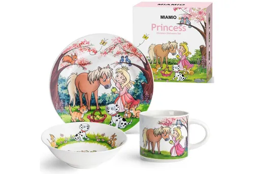 MiaMio Kindergeschirr-Set 3er-Set aus Porzellan in pink von MiaMio