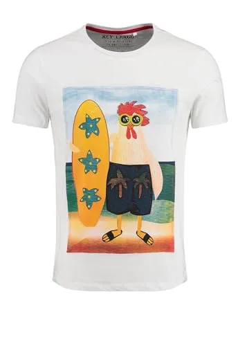 Key Largo T-Shirt - Vintage Printshirt für Sport und Freizeit - Herren-Shirt aus 100% Baumwolle, modischer Surfing-Chicken-Druck, ideal für Golf, Tennis und entspannte Tage.