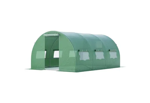 GOPLUS Foliengewächshaus 4x3x2m mit Rollfenstern und stabilem Metallrahmen