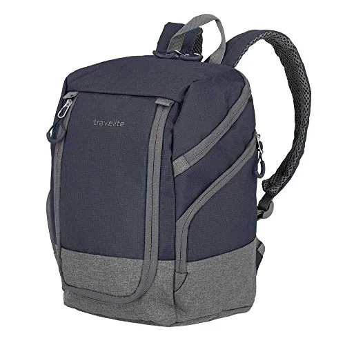 Travelite Basics Rucksack 35 cm - marine-grau - Daypacks – ideal für Stadtbummel und Freizeit, mit leichtem und widerstandsfähigem Polyester, gepolstertem Rückenpanel und praktischen großen Öffnungen für einfaches Bepacken.