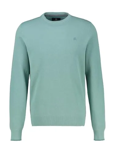 LERROS Herren Strickpullover XXL in Arctic Blau - Klassischer, hüftbedeckender Strickpullover aus 100% Baumwolle. Lange Ärmel und modischer Badge sorgen für hohen Tragekomfort und stilvolles Aussehen.
