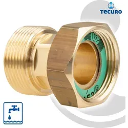 tecuro Gewindefitting Anschlussverschraubung - Messing, 1 1/4 ÜWM x 1 1/4 AG - Fittings für sichere Rohrverbindungen, flachdichtend und DVGW-zugelassen, ideal für Trinkwasserinstallationen bis 110°C und 30 bar Druck.