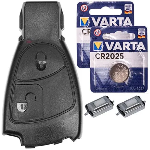 Repair Reparatur Satz Auto Schlüssel Set Austausch Gehäuse mit 2 Tasten + Drucktasten + Batterien kompatibel mit Mercedes W209 W169 W245 W203 R171