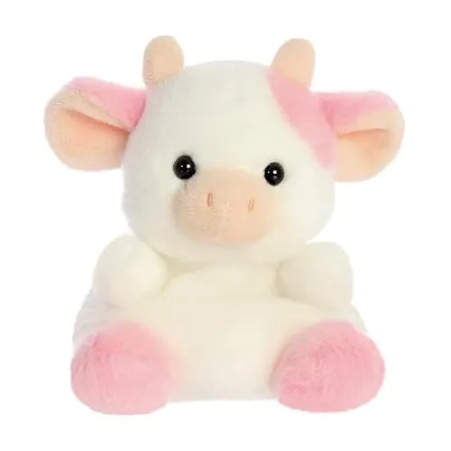 Aurora, 33765, Palm Pals Belle Strawberry Cow 5In, Soft Toy, White & Pink
