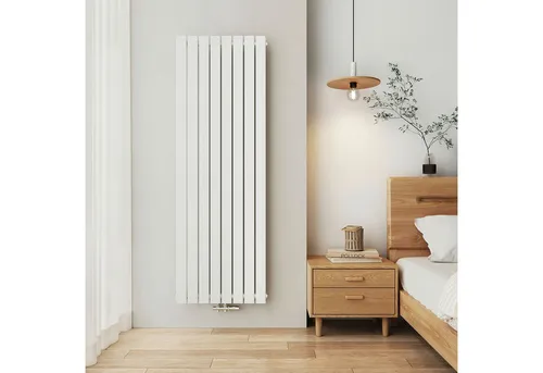EMKE Flach Vertikal Heizkörper 180cm - Heizkörper für Indoor, bietet wohltuende Wärme und modernes Design, ideal für Räume bis 12qm, mit Wasserführung und einfacher Wandmontage.