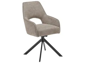 SetOne by Musterring Armlehnstuhl - Drehbarer Esszimmerstuhl in Schwarz und Taupe - Eleganter Armlehnstuhl mit 180° drehbarer Sitzfläche, ideal für Esszimmer. Hochwertige Materialien und individuelle Gestellauswahl sorgen für Komfort und Stil.