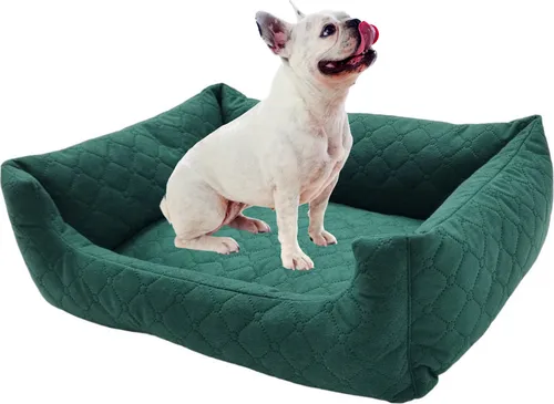 Hundebett Kleine Hunde Hundesofa Hundekorb mit erhöhten Ränder ( 58 x 47cm flaschengrün )