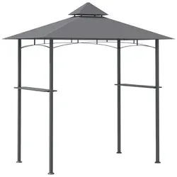 Outsunny Grillpavillon Grau/Schwarz - 245x148x252 cm - Pavillon mit wasserabweisendem Doppeldach für trockene Grillabende. Stabiler Stahlrahmen und 2 belastbare Seitenablagen für optimalen Komfort beim BBQ.