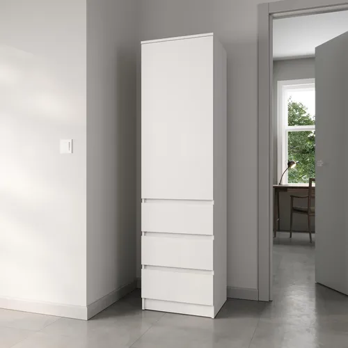 Produktbild Home Collective Kleiderschrank Weiß | Moderner Garderobenschrank mit 3 Schubladen & 2 Einlegeböden