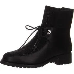 GO Stieflette mit Zipp in schwarz, Gr. 37 - 37 2 - Elegante Damen Schnürstiefel aus schwarzem Glattleder und Textil mit Strasssteinen. Praktischer Reißverschluss und elastischer Einsatz sorgen für hohen Tragekomfort und Flexibilität. Ideal für stilvolle Akzente im Alltag.