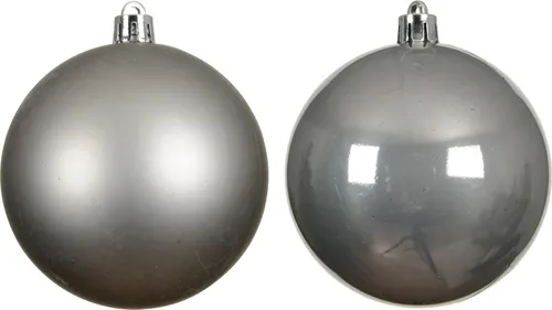 Weihnachtskugeln Kunststoff 6cm 12 Stück - Zart Grau