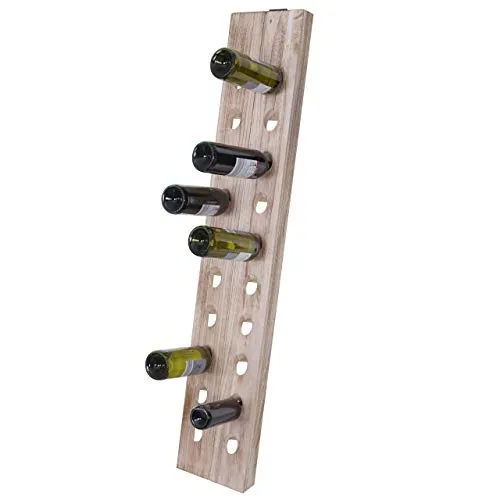 Mendler Deko-Rüttelbrett - Flaschenregal für 20 Flaschen - Weinregal im Shabby-Look aus massivem Paulownia-Holz, ideal zur Wandmontage und mit vergrößerten Öffnungen für einfache Handhabung.